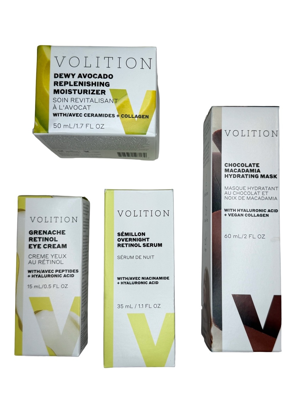 Volition Beauty 4-Piece Retinol Skincare Bundle Eye Cream Serum Mask NIB